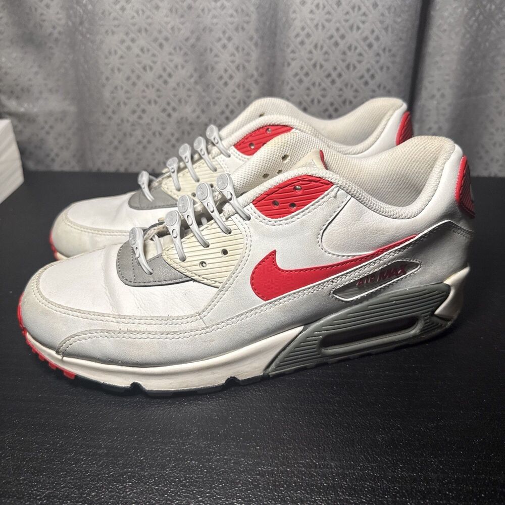Mens Nike Air Max 90 Essential University Red Wolf Grey Size 8.5 537384-026